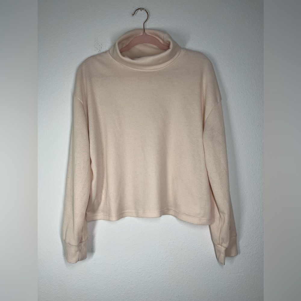 Shein Cropped Turtleneck Sweater Waffled Size 12 Ivory